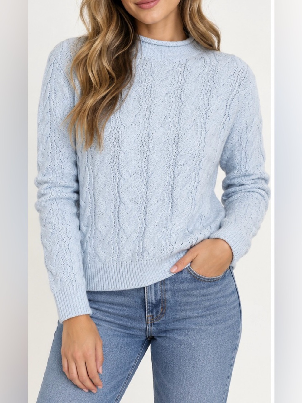 J.Crew Cable Mockneck Sweater Summer Cloud NWT